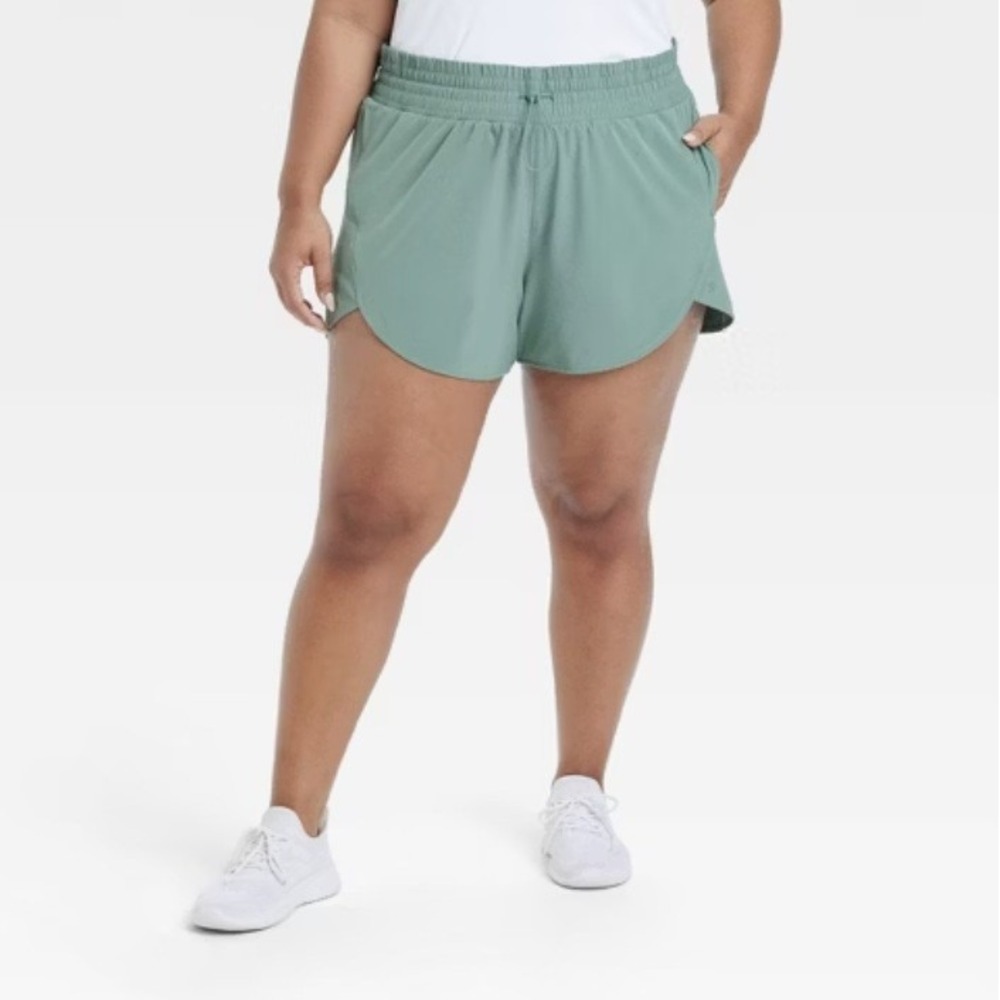NEW All In Motion High Rise Flex Shorts Liner Green XL - Picture 2 of 3